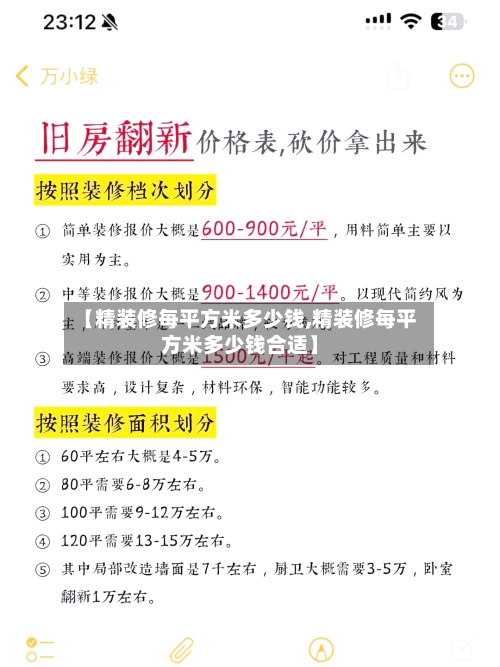 【精装修每平方米多少钱,精装修每平方米多少钱合适】-第2张图片